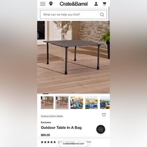 Crate&Barrel Brown Folding Table with Black Carry Bag